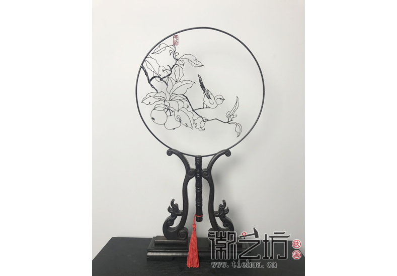 徽艺坊铁画团扇系列——秋知语3
