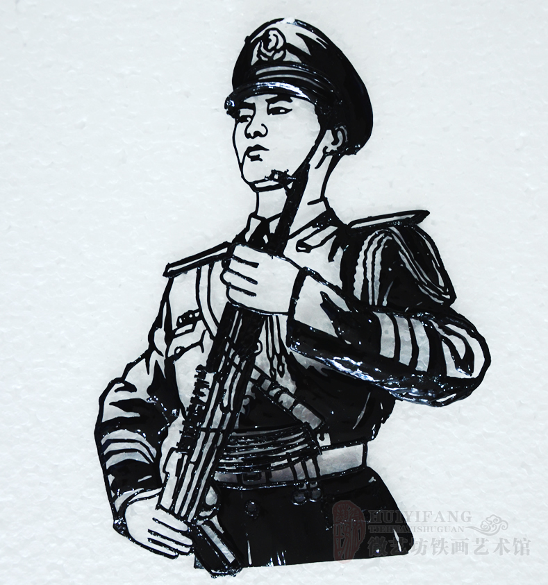 武警淮南支队战友入伍三十周年聚会纪念定制的铁画纪念品